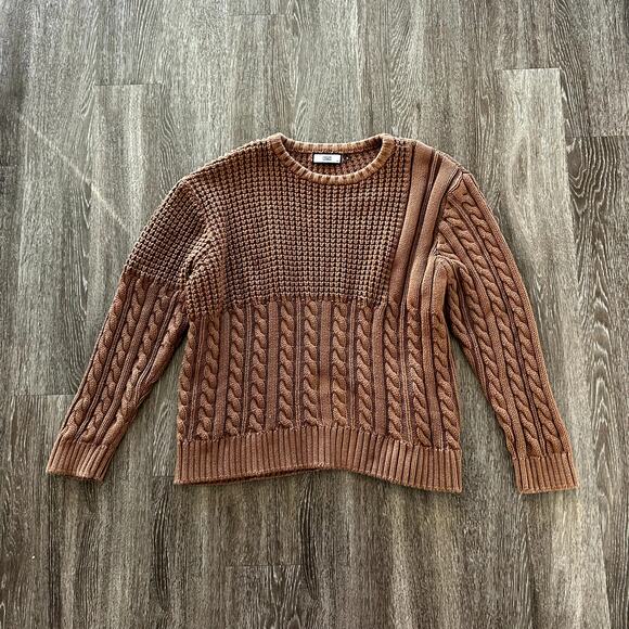 EUC Kith Wheatley Cable Knit Sweater Camel Brown XXL Cotton Crewneck Pullover - Picture 12 of 14